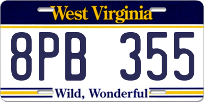 WV license plate 8PB355