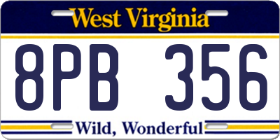 WV license plate 8PB356