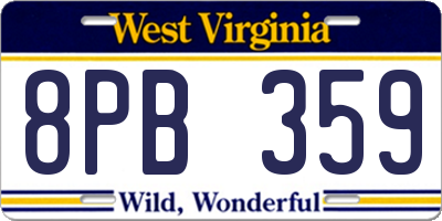 WV license plate 8PB359