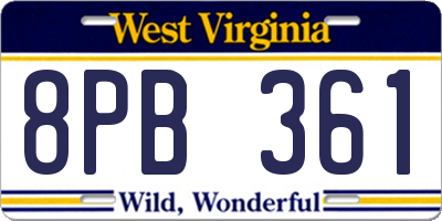 WV license plate 8PB361