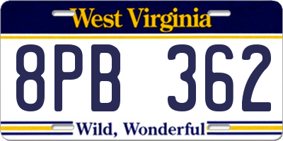 WV license plate 8PB362
