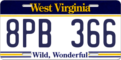 WV license plate 8PB366