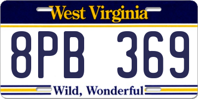 WV license plate 8PB369
