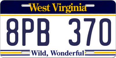WV license plate 8PB370