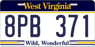 WV license plate 8PB371