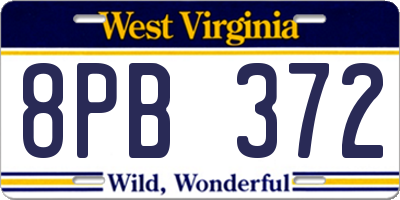 WV license plate 8PB372