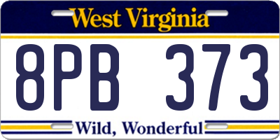 WV license plate 8PB373