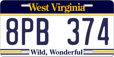 WV license plate 8PB374