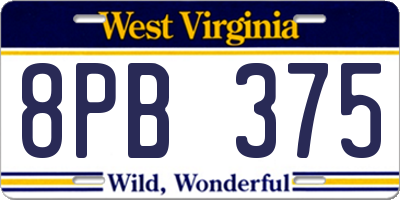 WV license plate 8PB375