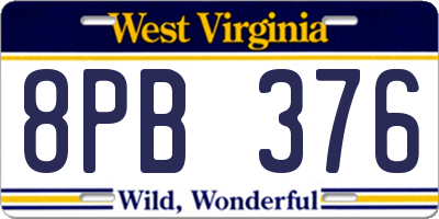 WV license plate 8PB376