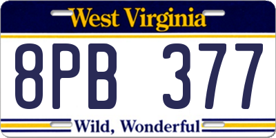 WV license plate 8PB377