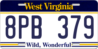 WV license plate 8PB379