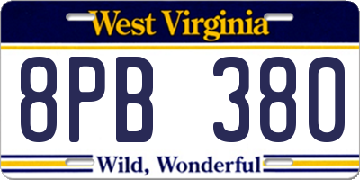 WV license plate 8PB380