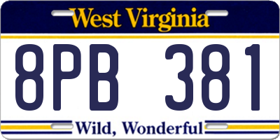 WV license plate 8PB381