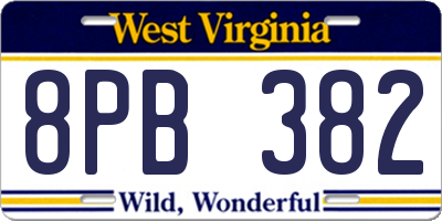 WV license plate 8PB382