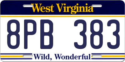 WV license plate 8PB383