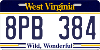 WV license plate 8PB384