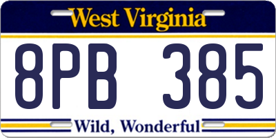 WV license plate 8PB385