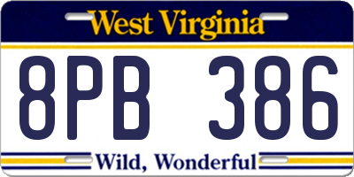WV license plate 8PB386