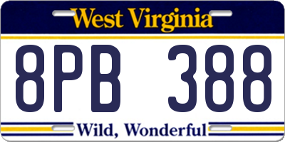 WV license plate 8PB388