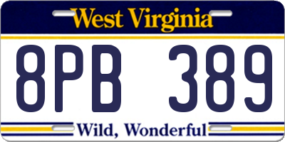 WV license plate 8PB389