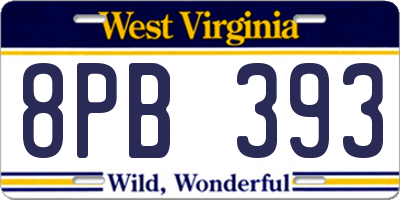 WV license plate 8PB393