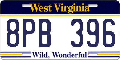 WV license plate 8PB396