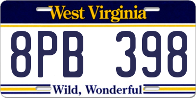 WV license plate 8PB398