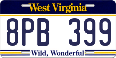WV license plate 8PB399