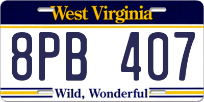 WV license plate 8PB407