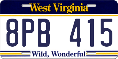 WV license plate 8PB415