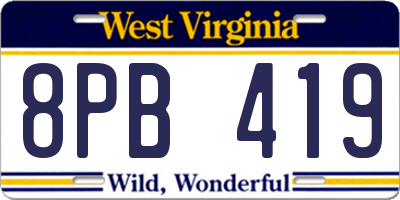 WV license plate 8PB419
