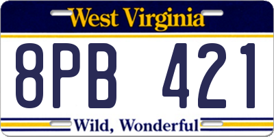 WV license plate 8PB421