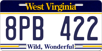 WV license plate 8PB422