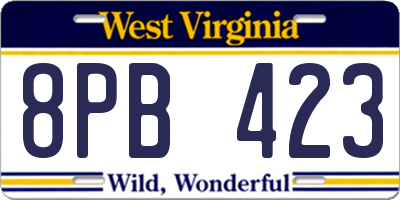 WV license plate 8PB423