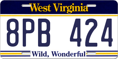 WV license plate 8PB424