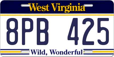 WV license plate 8PB425