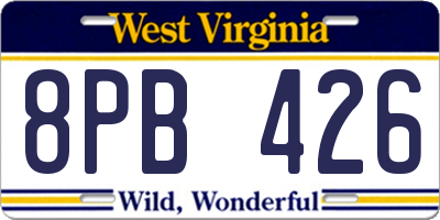 WV license plate 8PB426