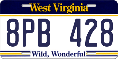 WV license plate 8PB428