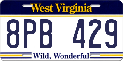 WV license plate 8PB429