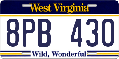WV license plate 8PB430