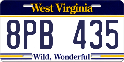 WV license plate 8PB435