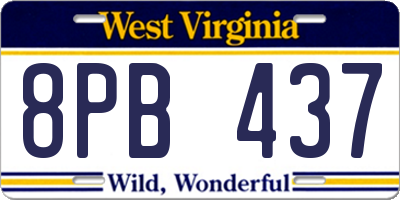 WV license plate 8PB437