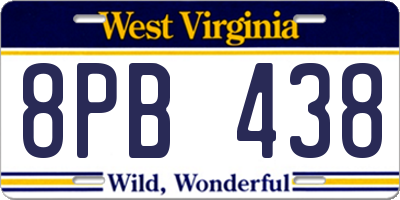 WV license plate 8PB438