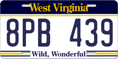 WV license plate 8PB439