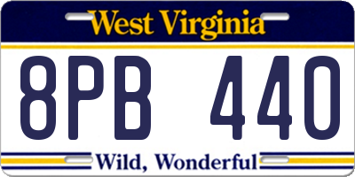 WV license plate 8PB440