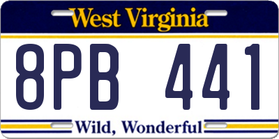 WV license plate 8PB441