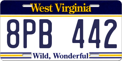 WV license plate 8PB442