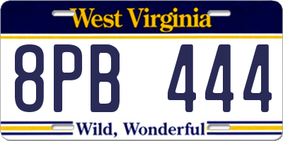 WV license plate 8PB444