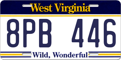 WV license plate 8PB446